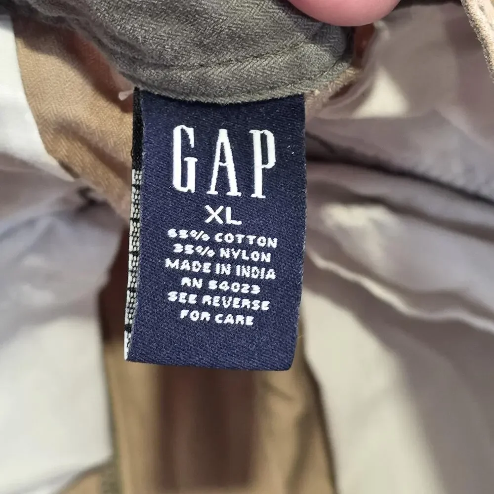 VTG Y2K Gap Pants Boys Youth XL Khaki‎ Cargo Elastic Hem Belted Outdoor Hiking